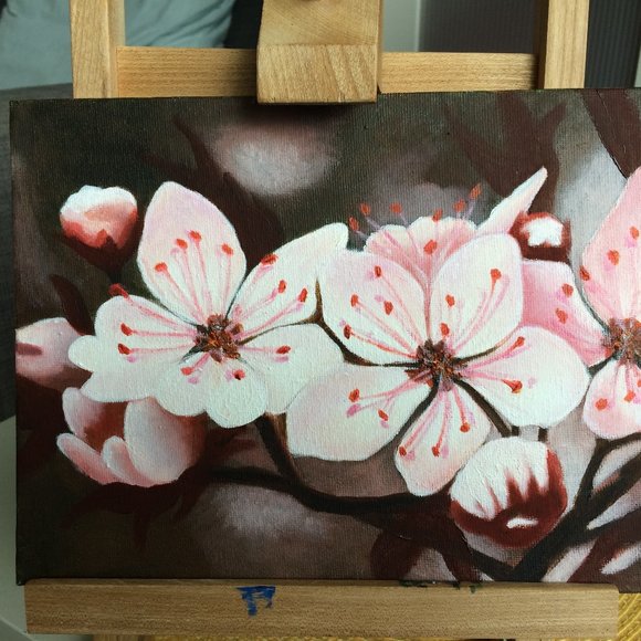 SOLD - Original Hand Painted- Cherry Blossom Oil Painting - Picture 1 of 4